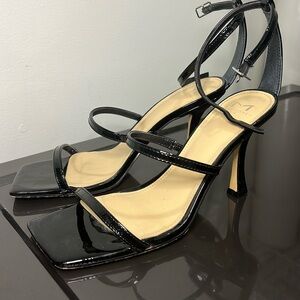 Marc Fisher Strappy Black Leather Sandals, Size 8